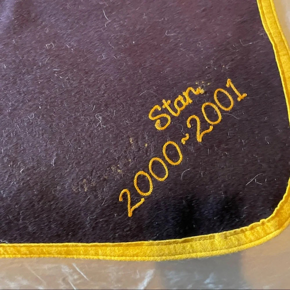 Huge wool letterman blanket A eggplant and gold picnic blanket wool throw - Picture 3 of 4